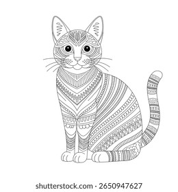 Black and white cat illustration vector 