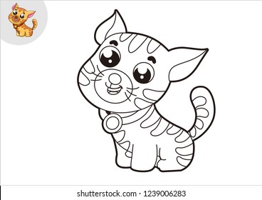 black and white cat line art