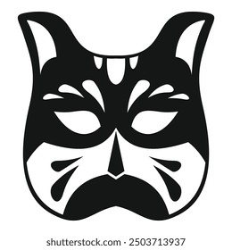 Black and white cat mask with elegant decorations, perfect for representing carnival celebrations and costume parties