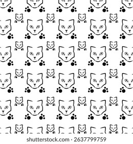 Black and white cat pattern vector