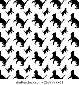 Black and white cat pattern vector