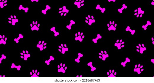 Black and white Cat paw and dog bone seamless pattern