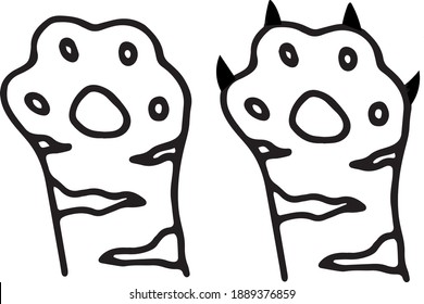 garras y garras de gatos negros y blancos. Vector, minimalismo