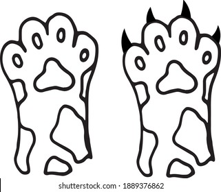 garras y garras de gatos negros y blancos. Vector, minimalismo