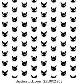 Black and white cat seamless pattern