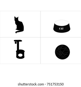 black and white cat set