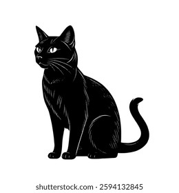 black and white cat vector illustration