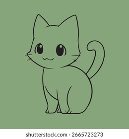 Black White Cat Vector Illustration