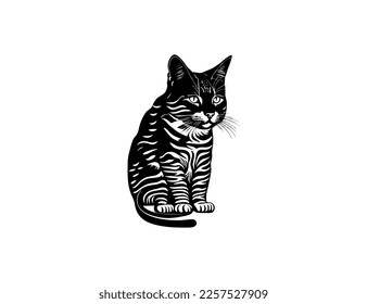 black and white cat vetor