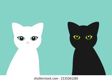 Black and white cats. Vector illustration.