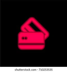 Black and white cblueit cards red glowing neon ui ux icon. Glowing sign logo vector