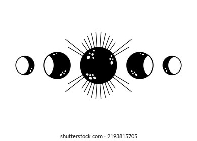 Black White Celestial Moon Phases Isolated Stock Vector (Royalty Free ...