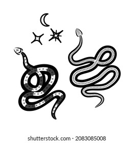 black and white celestial snake emblem tattoo