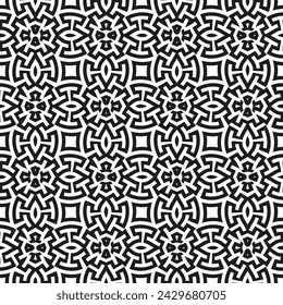 Black and white celtic greek ethnic style ornamental seamless pattern. Vector patterned monochrome modern background. Repeat tribal backdrop. Abstract ornaments. Endless texture. For prints, fabric.