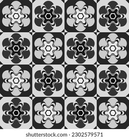 black and white cement tile background design. Abstract geometric background. seamless mediterranean pattern. Portuguese floor cement tiles design. Ceramic tile design with floral ornament.
