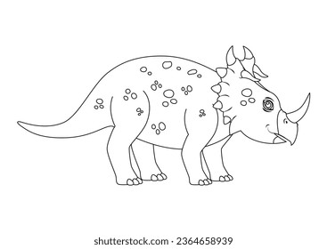 Black and White Centrosaurus Dinosaur Cartoon Character Vector. Coloring Page of a Centrosaurus Dinosaur