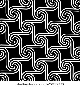 Black and white ceramic tile with abstract geometric pattern for wall and floor decoration. Concrete stone surface background. Texture for interior design project.