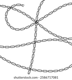black white chain chain link seamless pattern. Chain brush set. Chain vector. EPS 10.