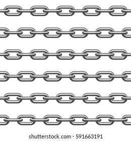 Black And White Chain Seamless Background. Metal Chain-link Fencing Pattern. Vector Illustration. EPS 10.