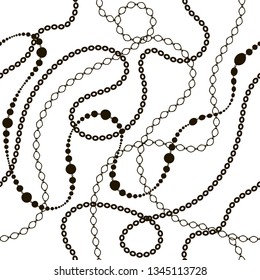 Black and white chain seamless on white background. Fashion illustration. Collection of jewelry. Seamless pattern abstract design. Vector illustration