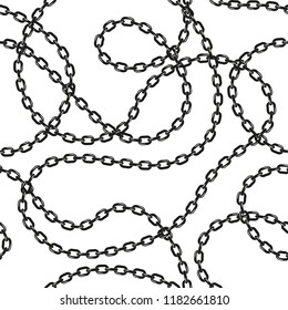 Black and white chains vector seamless pattern