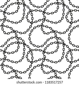 Black and white chains vector seamless pattern