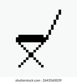 black and white chair pixel art icon vector illustration.