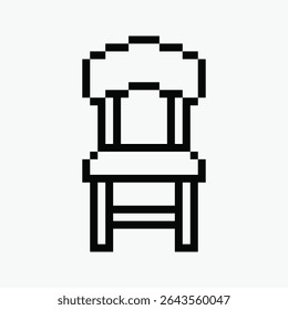 black and white chair pixel art icon vector illustration.
