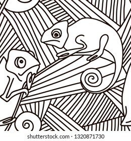 black and white chameleon abstraction