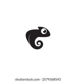 Black and white chameleon vector logo design.