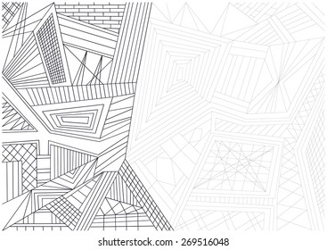 black and white chaos lines sketch