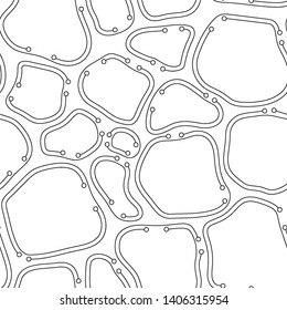 black and white chaotic ordered abstract seamless pattern. vector texture. organic cells with thin lines
