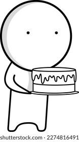 Black and white character with birthday cake  
