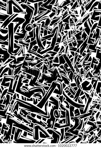 Schwarz Weiss Kohle Graffiti Muster Auf Wildem Hintergrund Stock Vektorgrafik Lizenzfrei