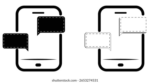 black and white chat bubble with phone