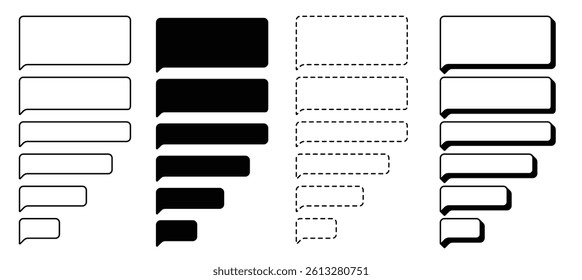 Black and White Chat Bubble Vector Pack with Profile Icons Speech Balloon Templates in Flat Outline and Solid Styles Transparent Background PNG for Messaging UI App Interface and Communication graphic
