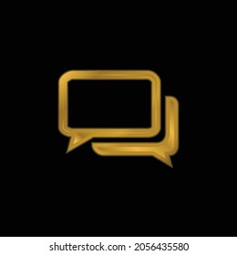 Black And White Chat Bubbles gold plated metalic icon or logo vector