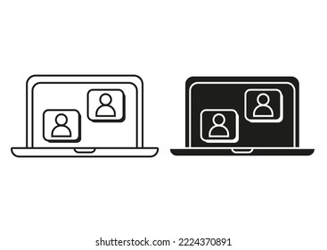 Black And White Chat Conversation Flat Icon Vector