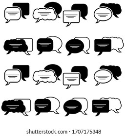 iconos de chat en blanco y negro y de Bubble de voz con líneas. Vector