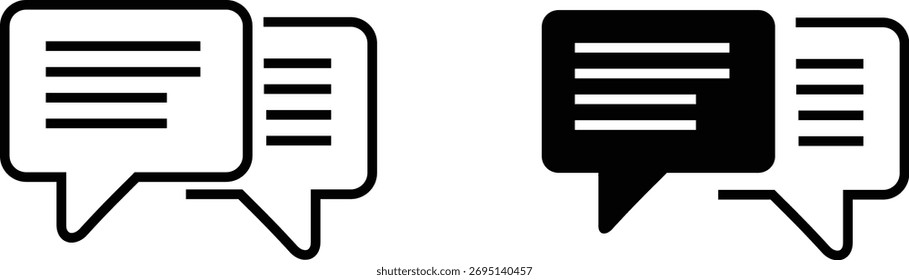 Icono de Vector de chat en blanco y negro eps 10, ícono de Vector de comunicación.
