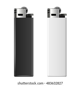 Black and white cheap merchandising lighters, vector illustration