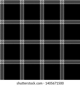 Black white check fabric texture simple seamless pattern. Vector illustration.