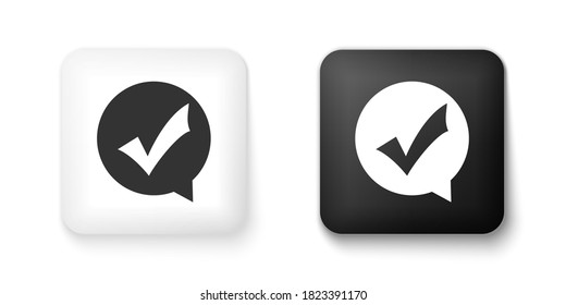 Schwarz-Weiß-Markierung im Kreis Symbol einzeln auf weißem Hintergrund. Auswahlknopfzeichen. Markierungssymbol. Sprecht ein Luftbläschen-Symbol. Knopf Quadrat. Vektorgrafik.