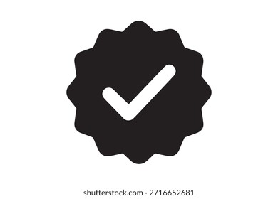 Black and White Check Mark Icon on Transparent Background