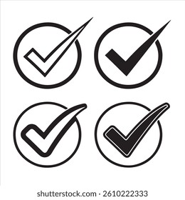 Black and white check mark set