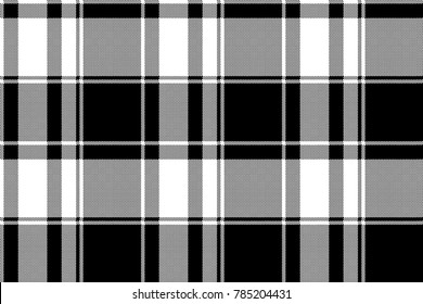 Black White Check Pixel Pattern Seamless Plaid. Vector Illustration.