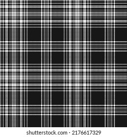 Black and white check plaid seamless vector pattern. Fashion wallpaper cage pixel texture. Scottish background checkered. Printing on shirts, textiles, curtains and for design other of fabric. 