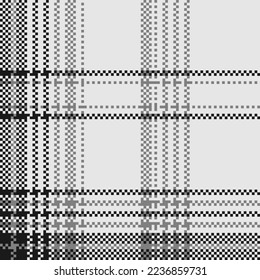 Black and white check plaid seamless vector pattern. Fashion wallpaper cage pixel texture. Scottish background checkered. Printing on shirts, textiles, curtains and for design other of fabric. 