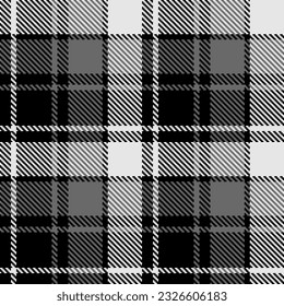 Black and white check plaid seamless vector pattern. Fashion wallpaper cage pixel texture. Scottish background checkered. Printing on shirts, textiles, curtains and for design other of fabric. 