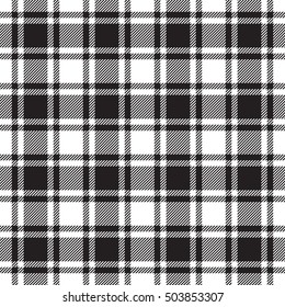 Black white check plaid texture seamless pattern. Vector illustration